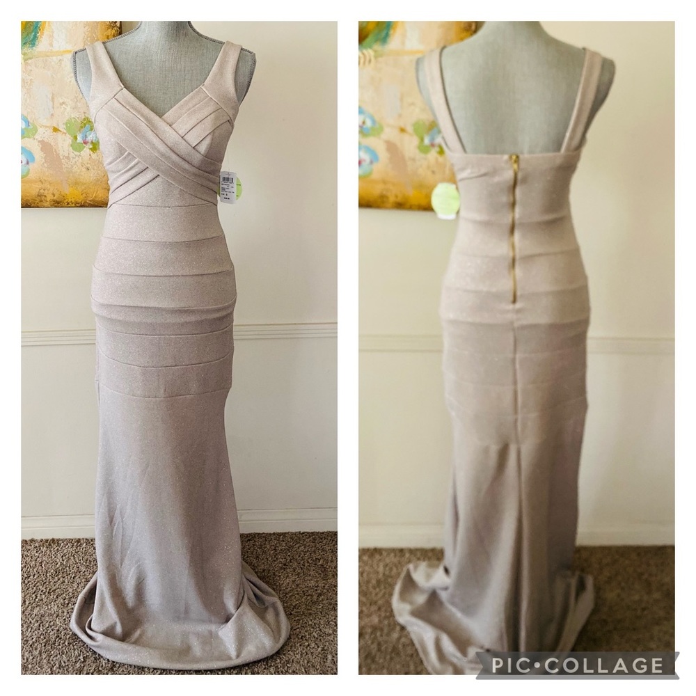 WINDSOR STUNNING COLOR TAUPE GRADUATION PROM FORMAL DRESS SIZE SMALL 🌟NWT🌟